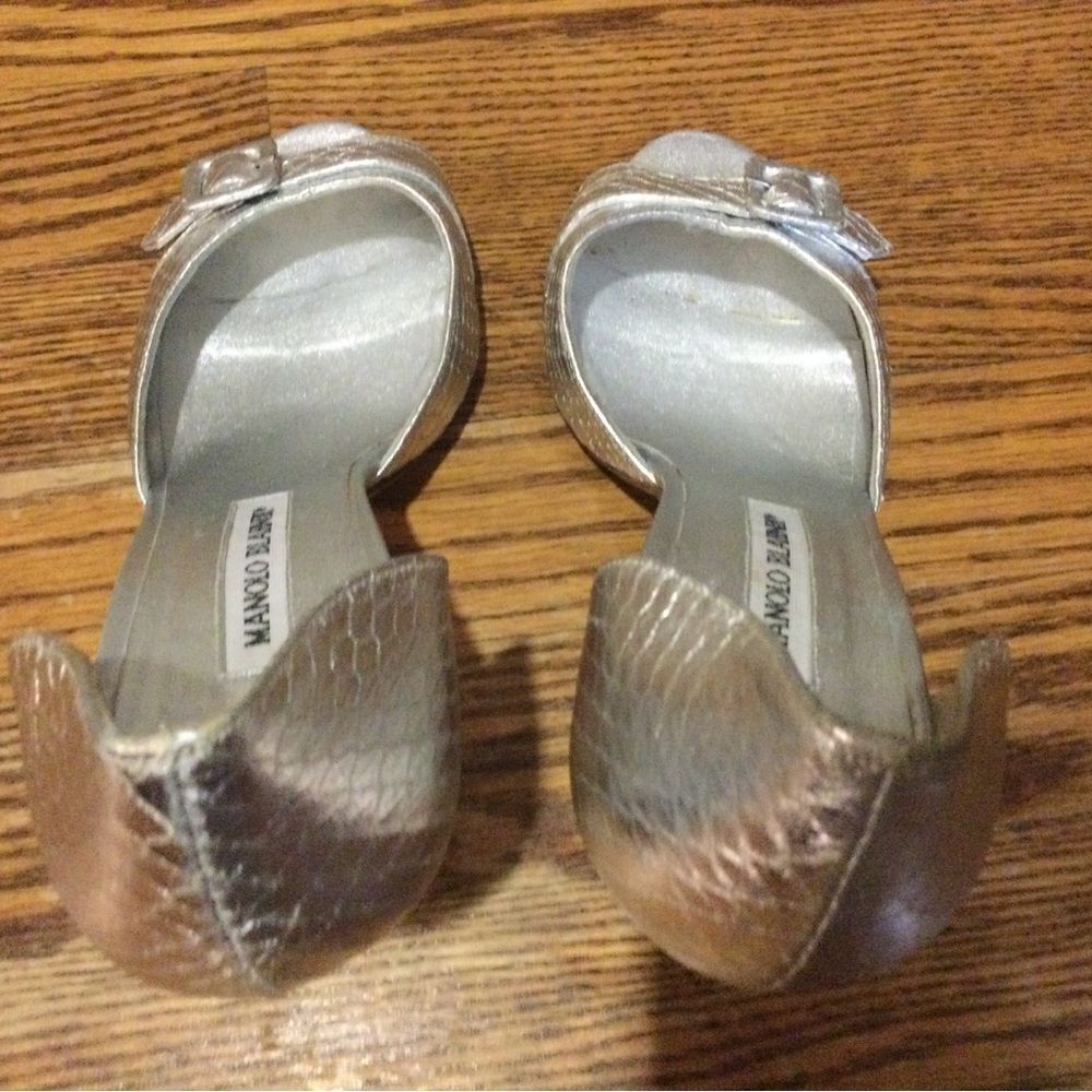 Monolo Blahnik Silver Python Embossed Leather D’o… - image 6